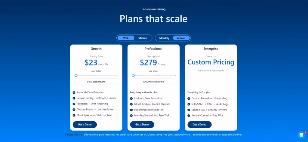 FullSession pricing