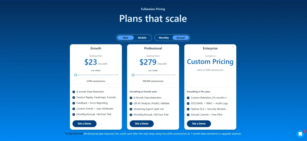 FullSession pricing