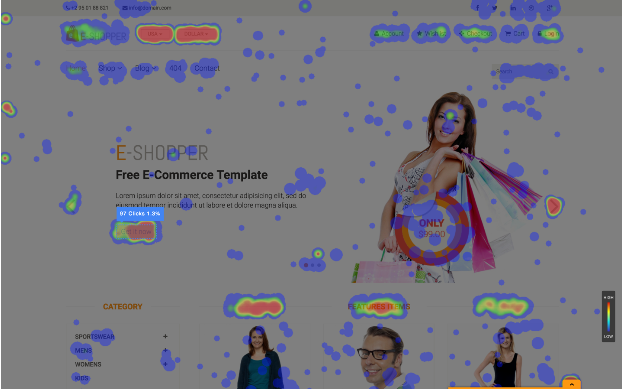 clicks hot zone heatmap in action