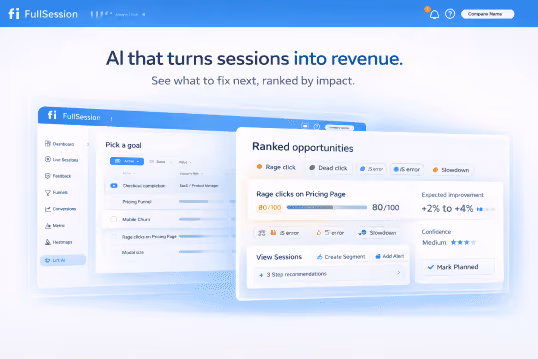 Lift AI turns real user sessions into a prioritized list of opportunities tied to your goals.