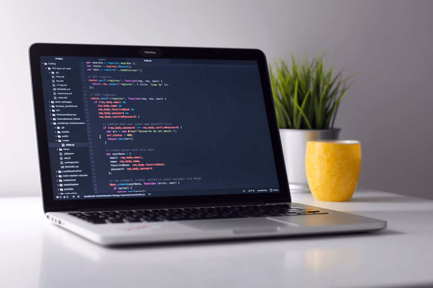 coding page on a laptop