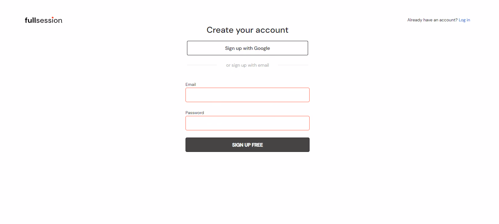 fullsession create your account