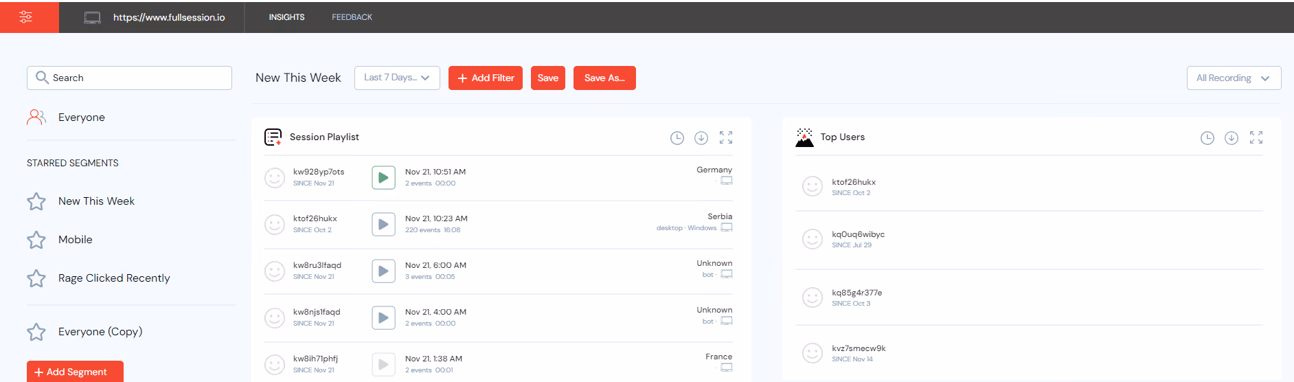 fullsession dashboard