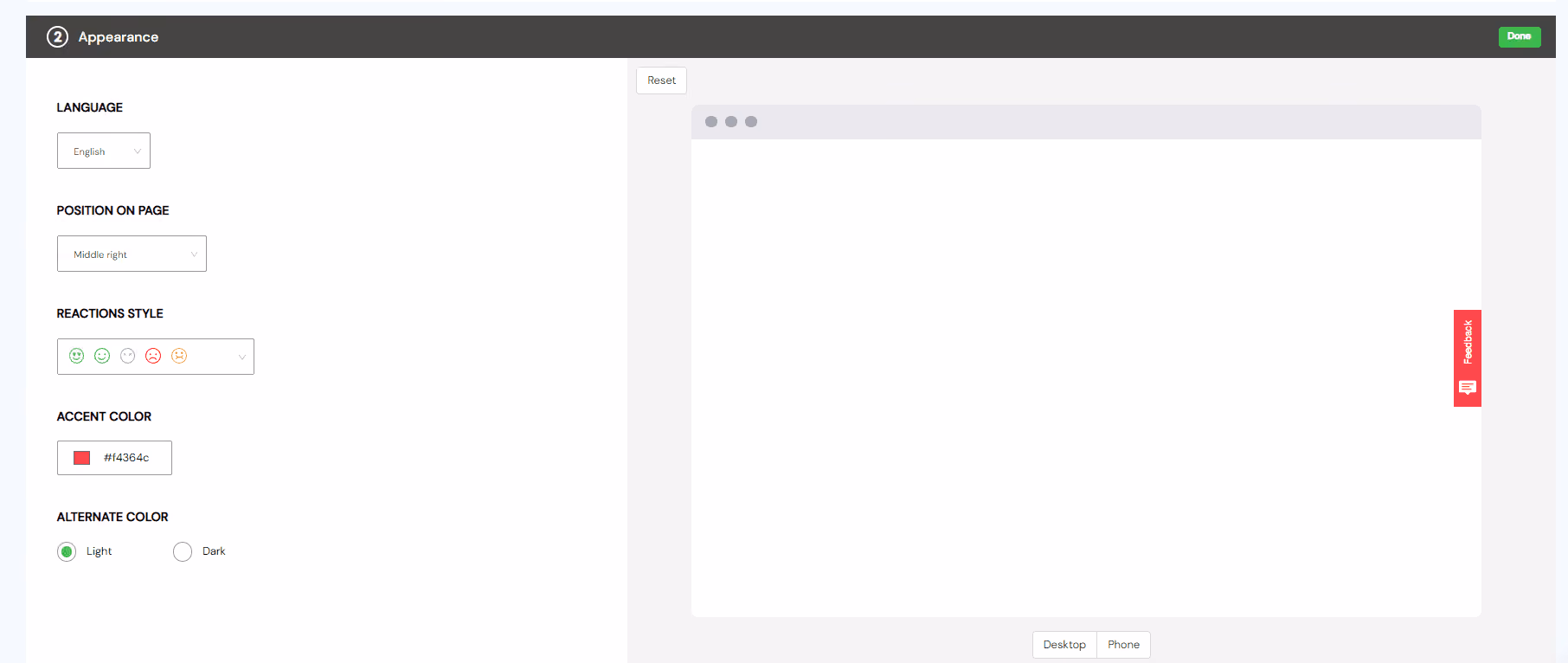 fullsession appearance tab