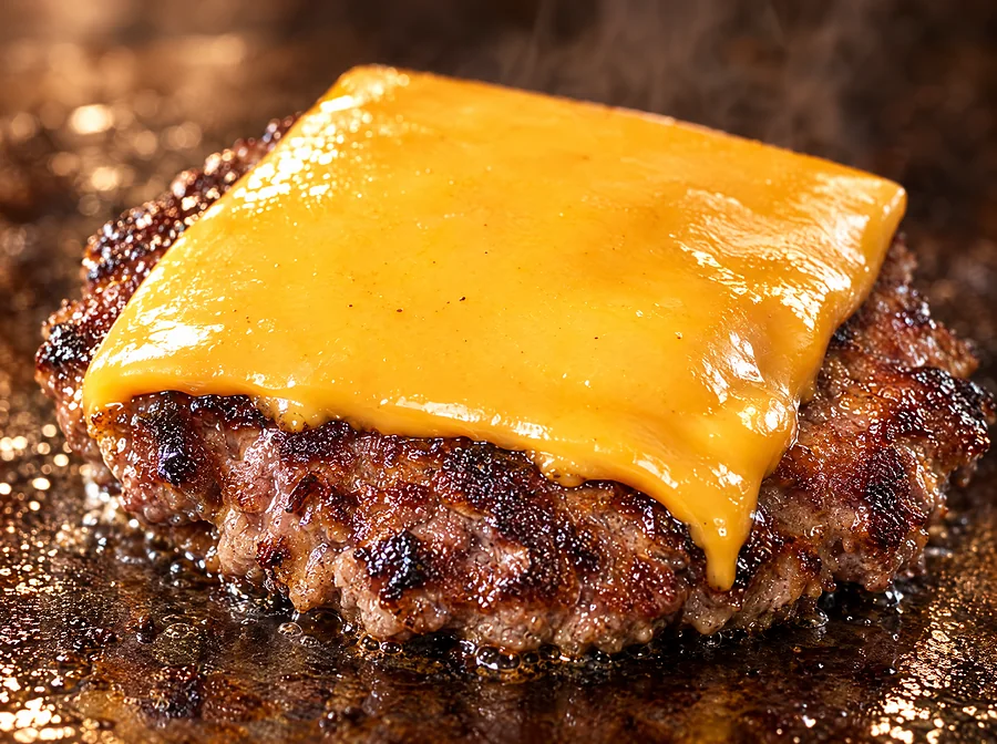 Cheddar schmilzt auf einem Patty