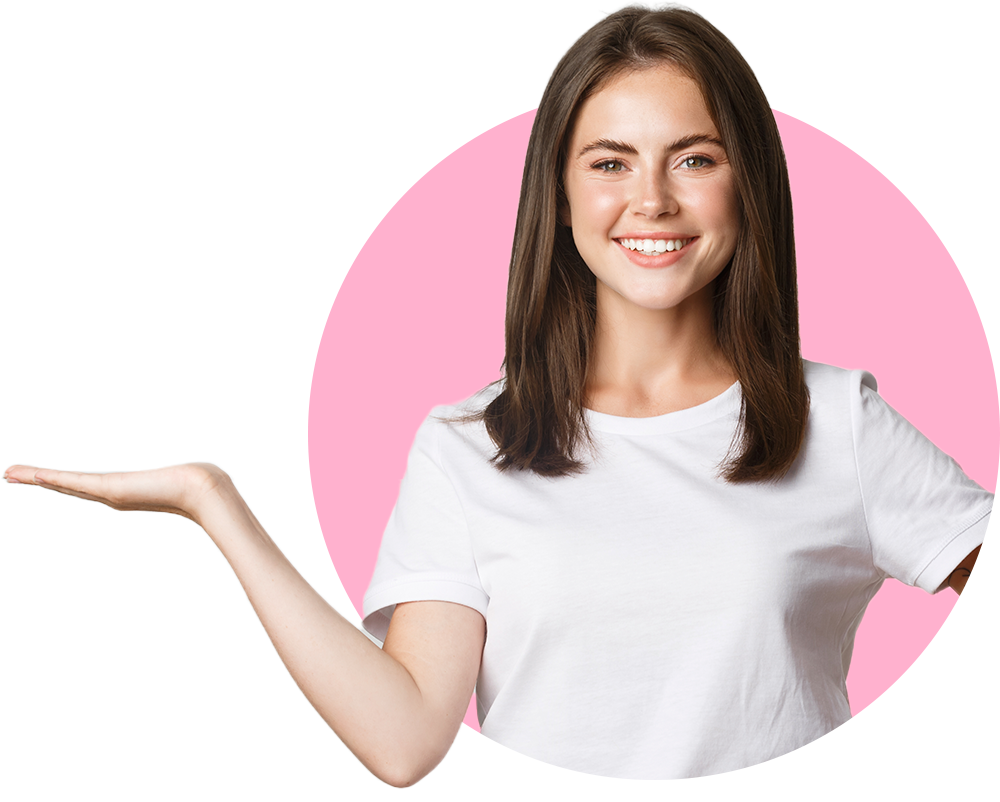 Client testimonial headshot of a smiling woman