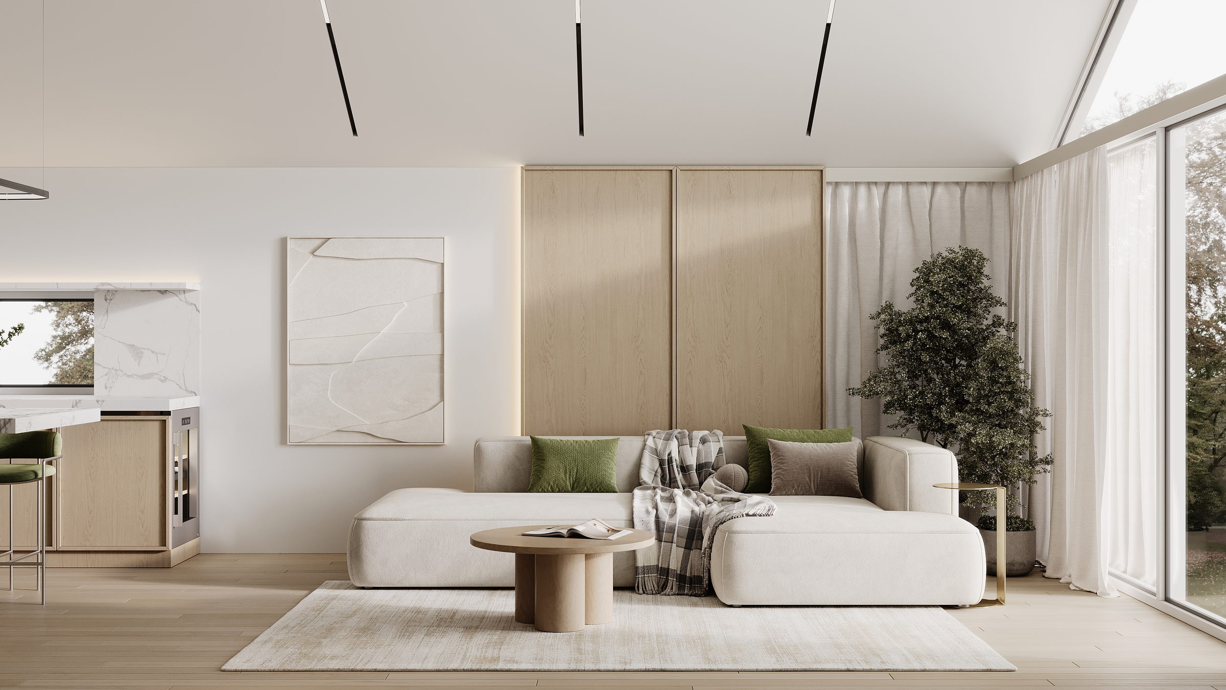 Top 9 – heller Wohnbereich mit Sofa und Terrassenzugang, Villa Horizon