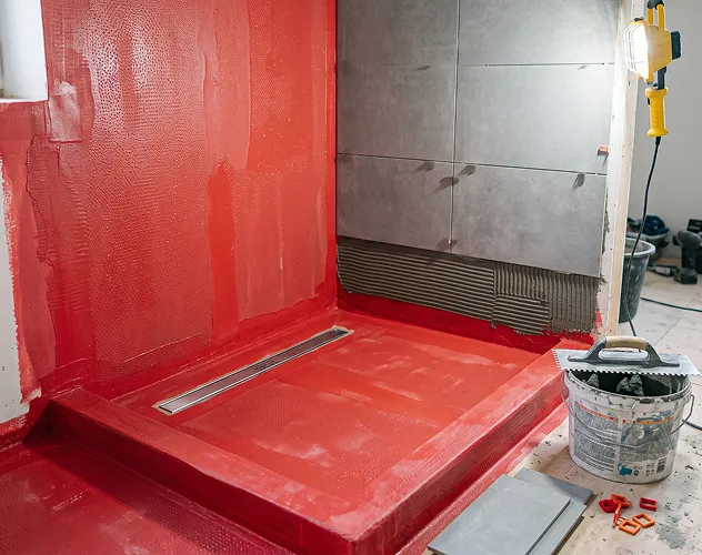 Bathroom waterproofing and tile installation