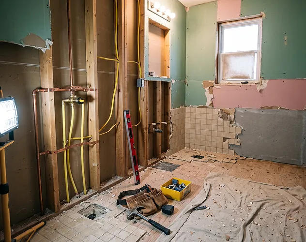 Bathroom demolition and rough-in phase