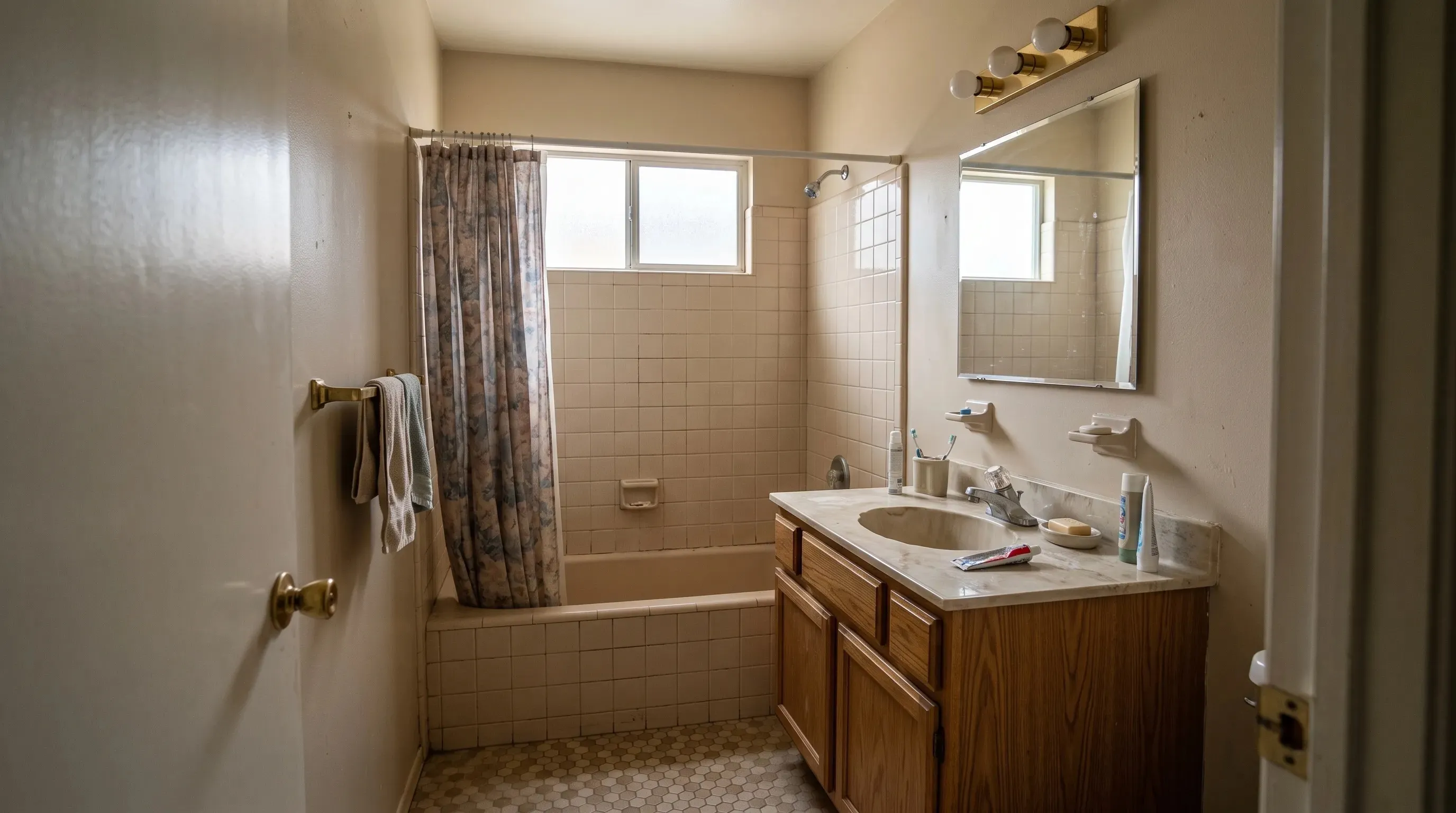 Bathroom before remodeling by New Castle Construction