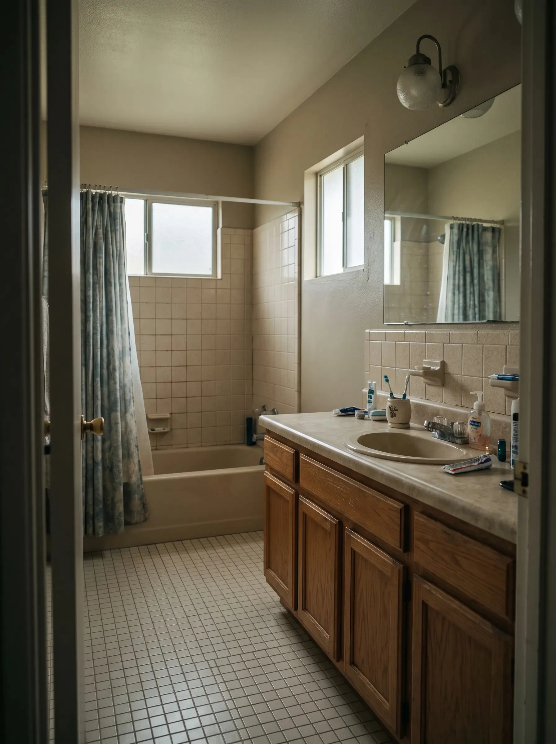 Bathroom remodeled by New Castle Construction, built around daily routine