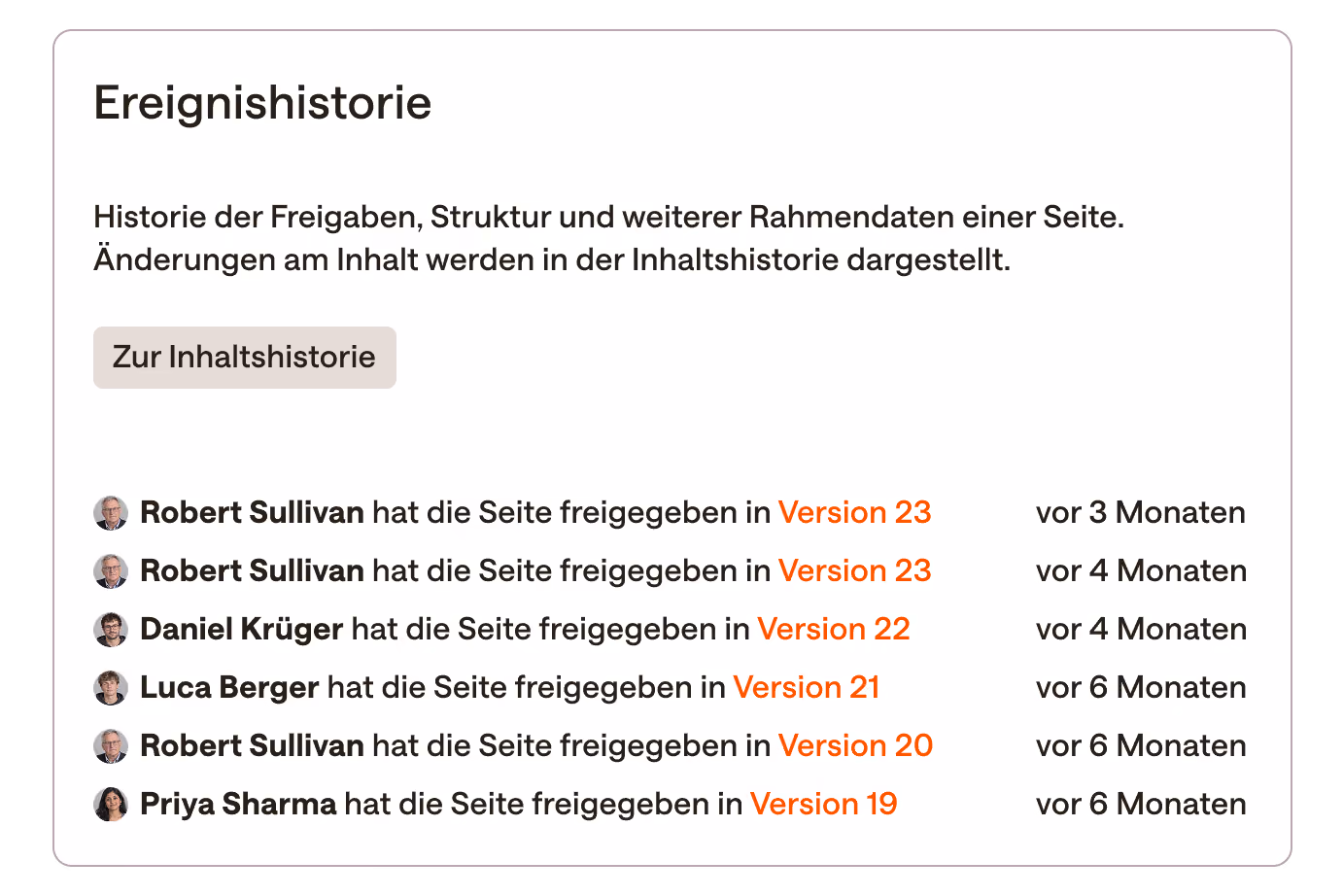 Ansicht der Ereignishistorie in Ariadne