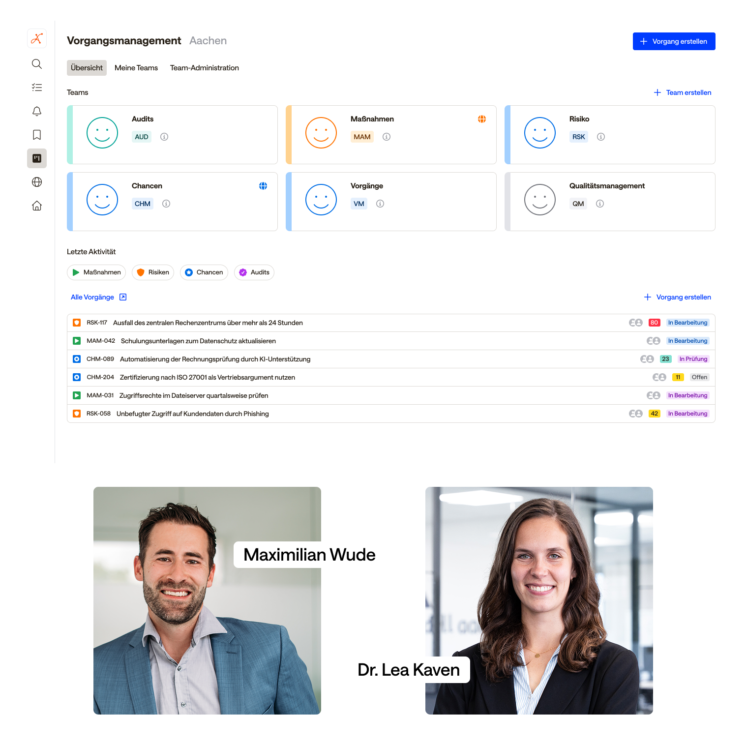 Darstellung des Vorgangsmanagements mit den beiden Referenti:innen des Webinars
