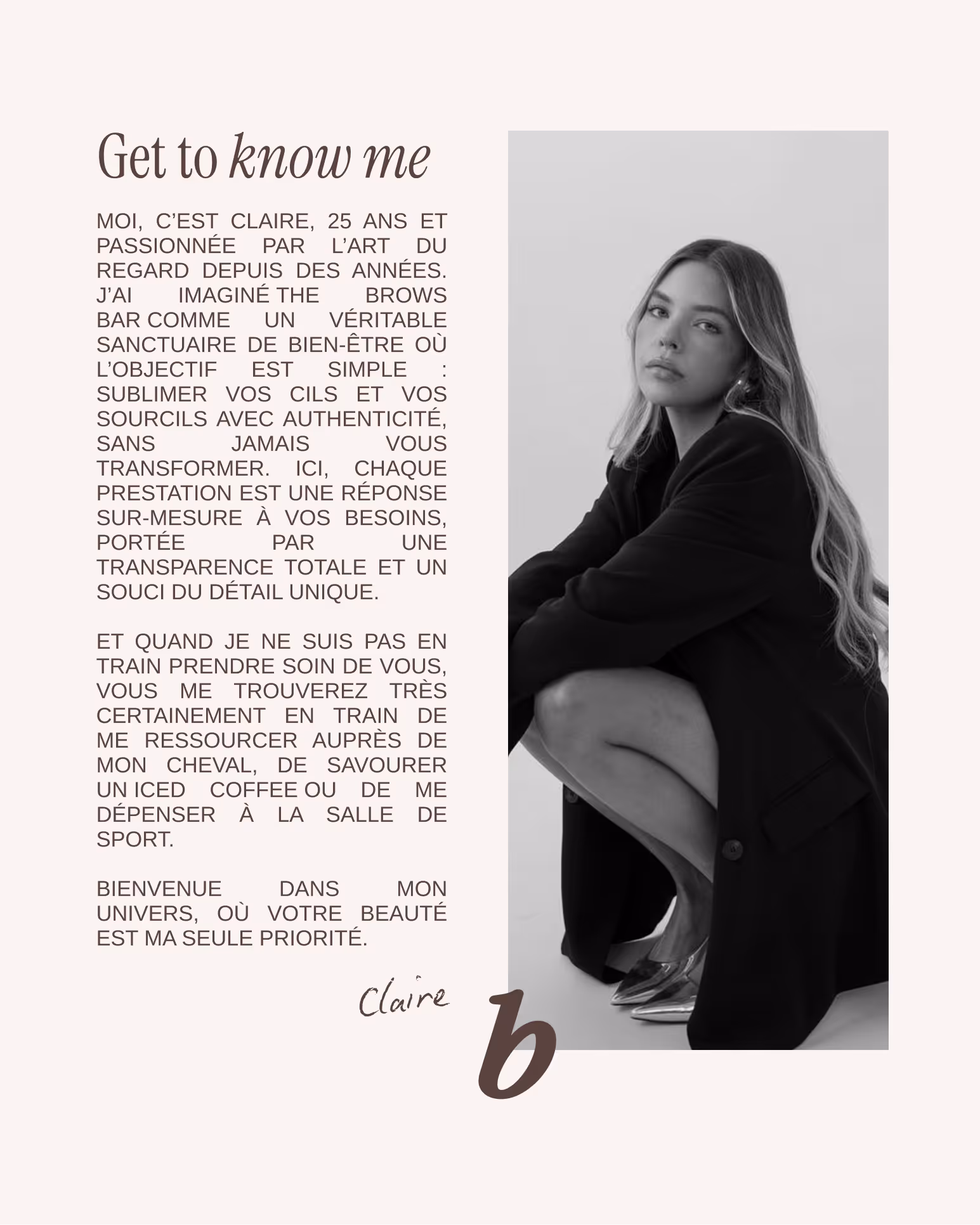 Exemple d'application de l'identité visuelle de The Brows Bar