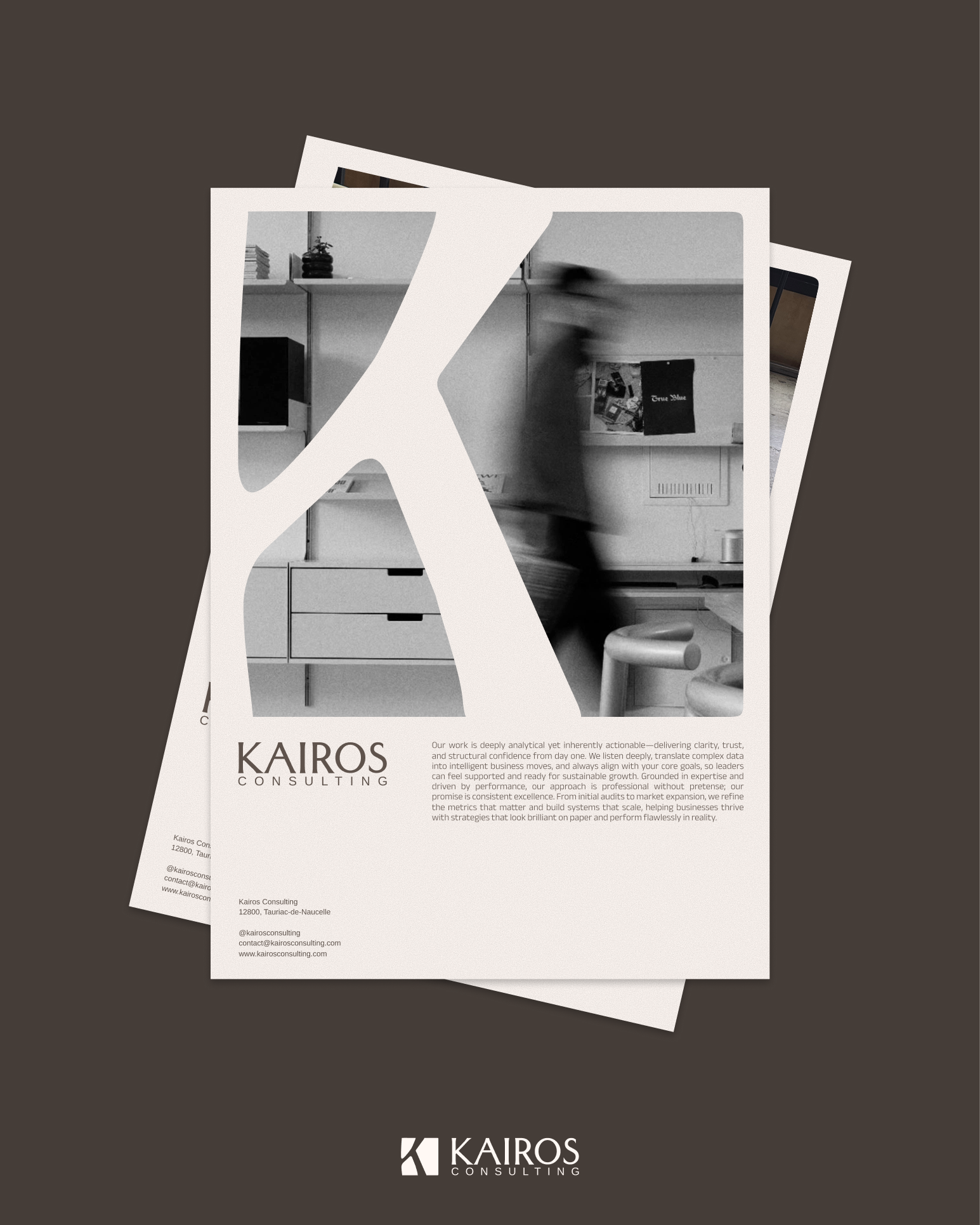 Exemple d'application de l'identité visuelle Kairos