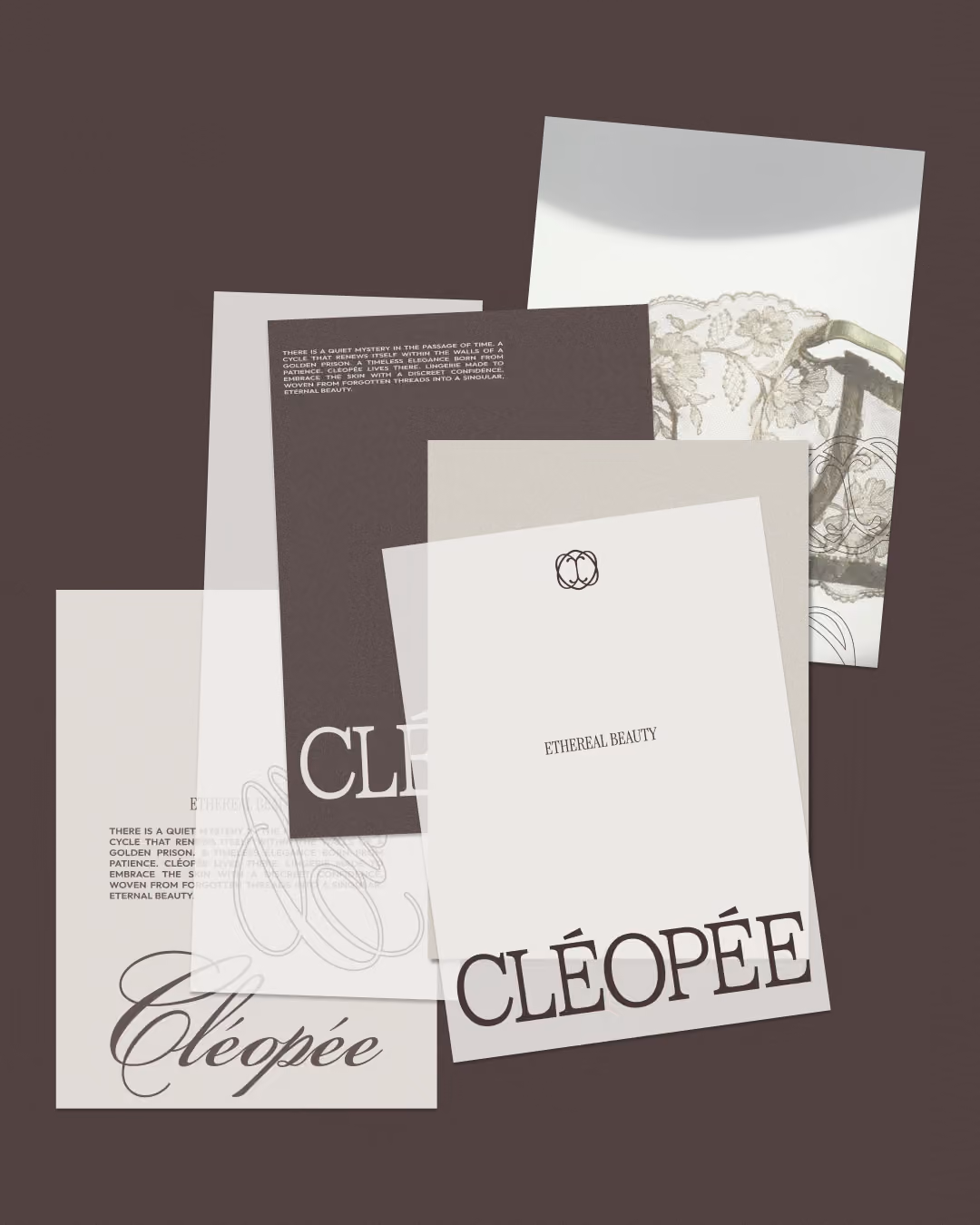 Exemple d'application de l'identité visuelle pour Cléopée