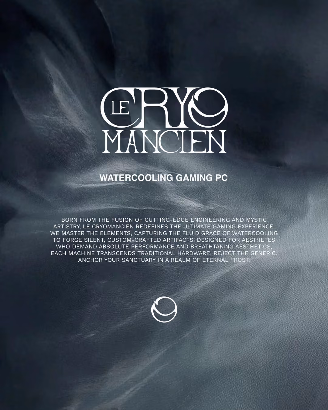 Exemple d'application de l'identité visuelle pour Le Cryomancien