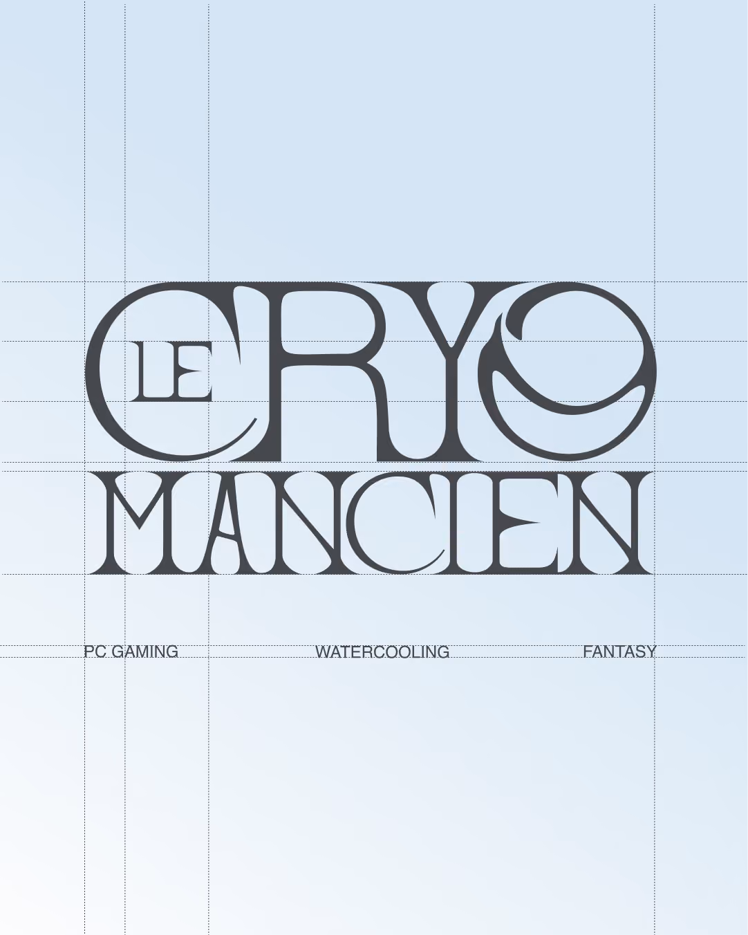 Exemple d'application de l'identité visuelle pour Le Cryomancien