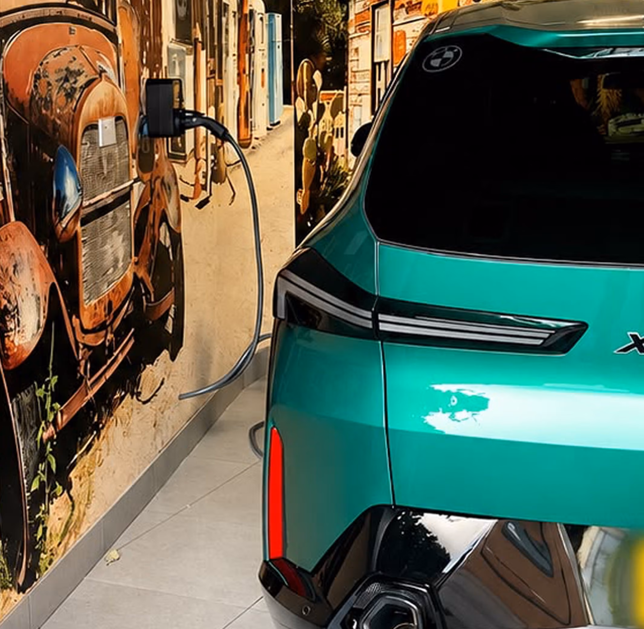 Home EV charger installed in residential garage