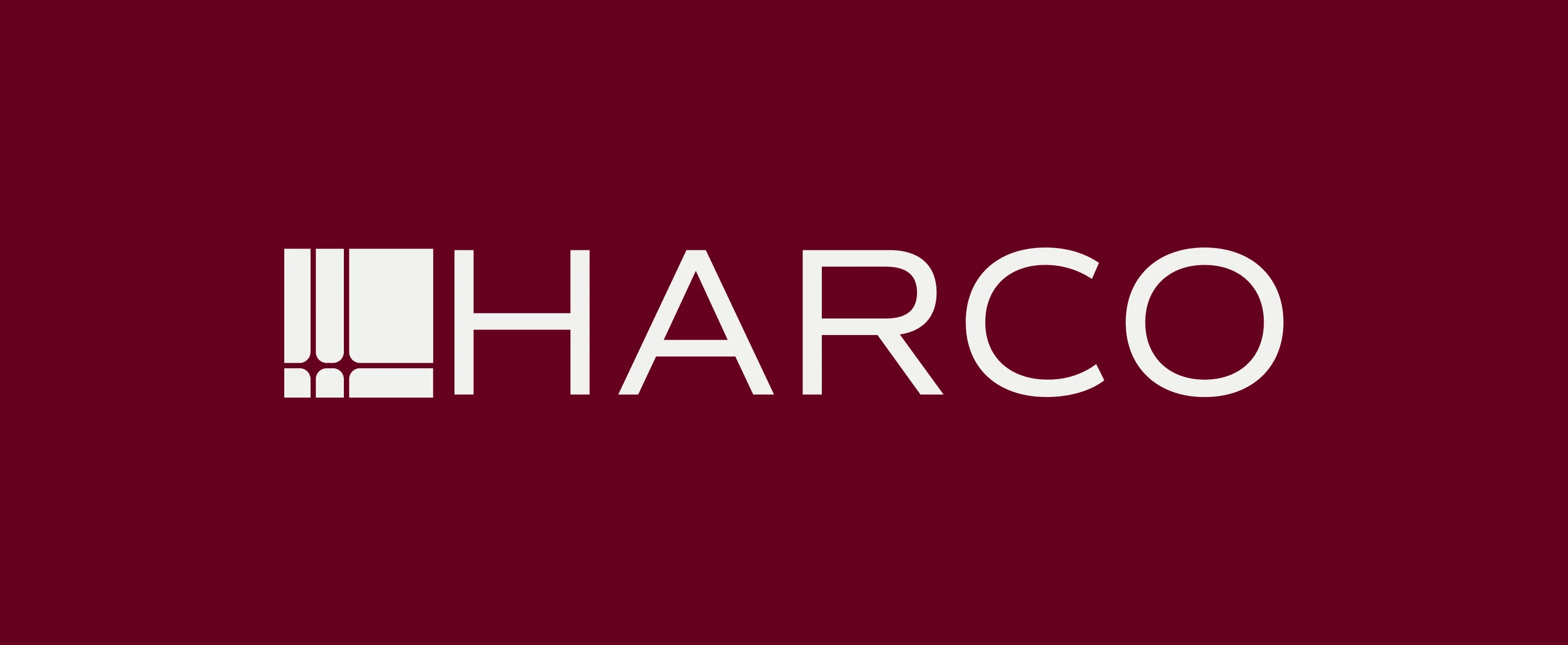 HARCO+ Partners primary logo on deep burgundy