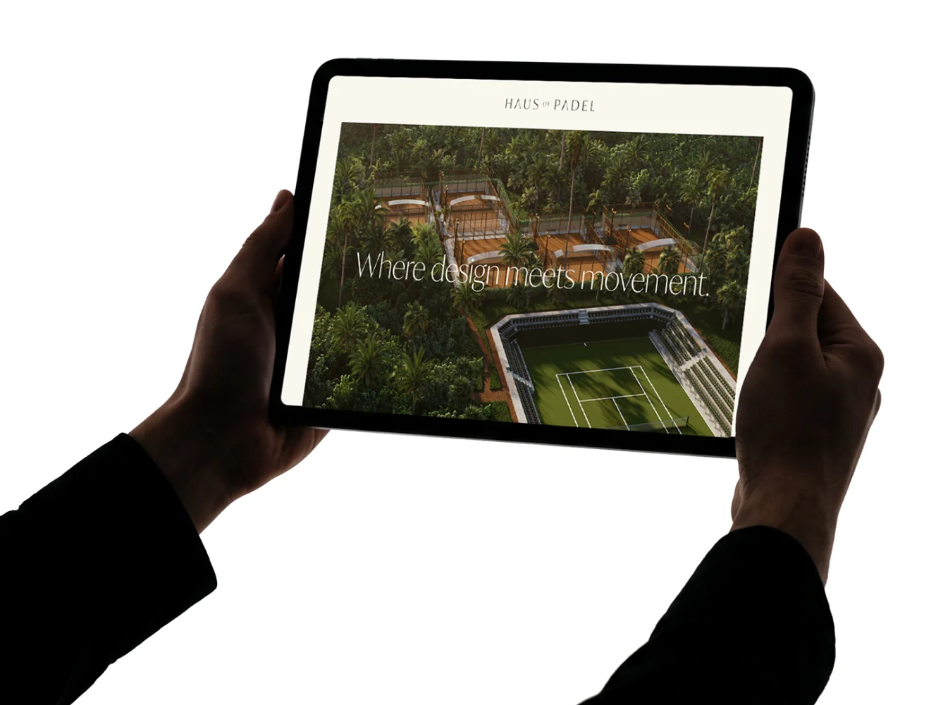 The Haus V website shown on a tablet