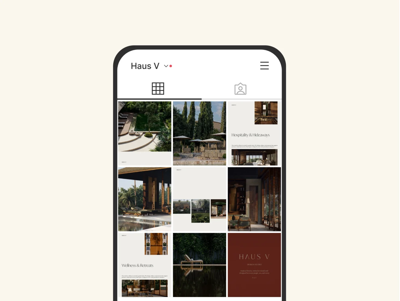 Haus V social media grid