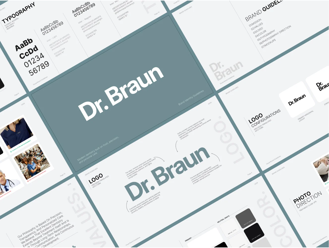 Spreads from the Dr Braun branding deck