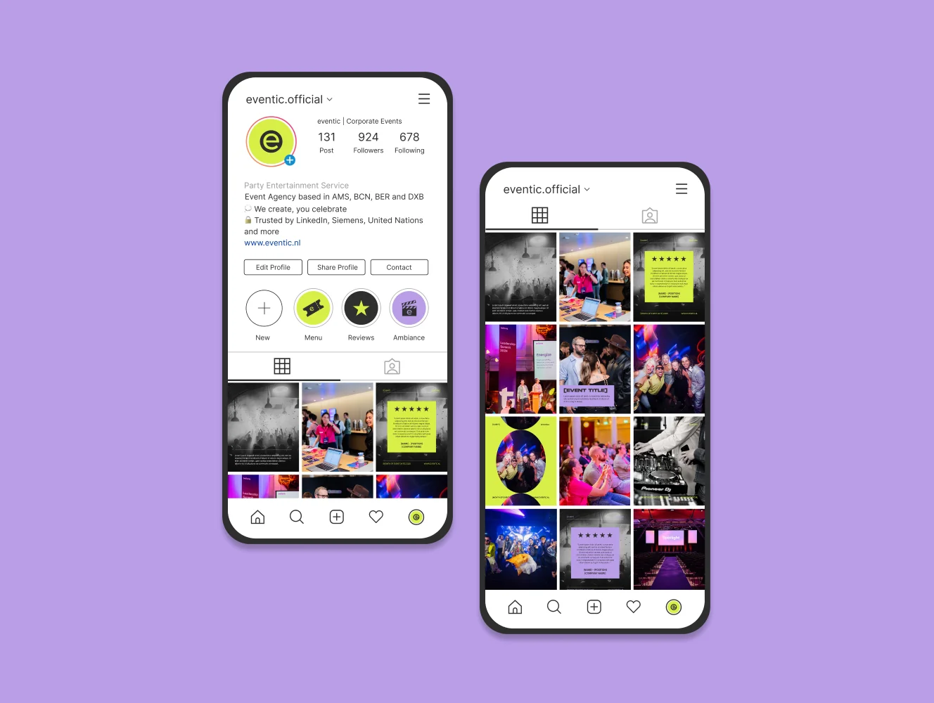 Eventic social media grid