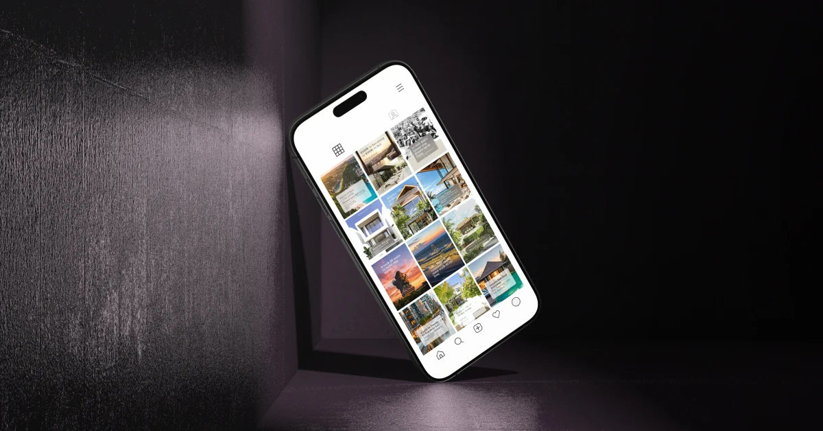 Social media feed on a phone mockup