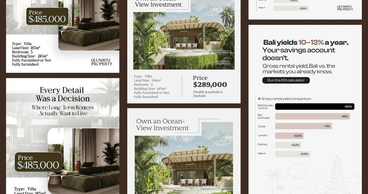 Grid of paid social and display ad creatives