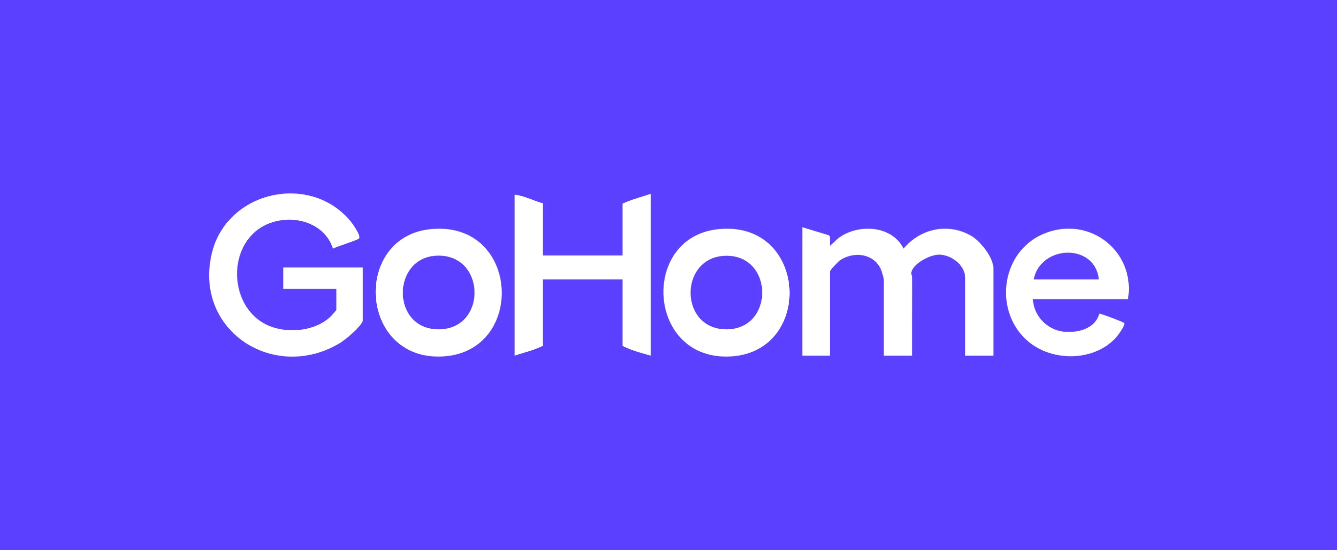 GoHome primary logo in white on violet