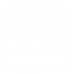 Black and white stylized circular logo with irregular edges.