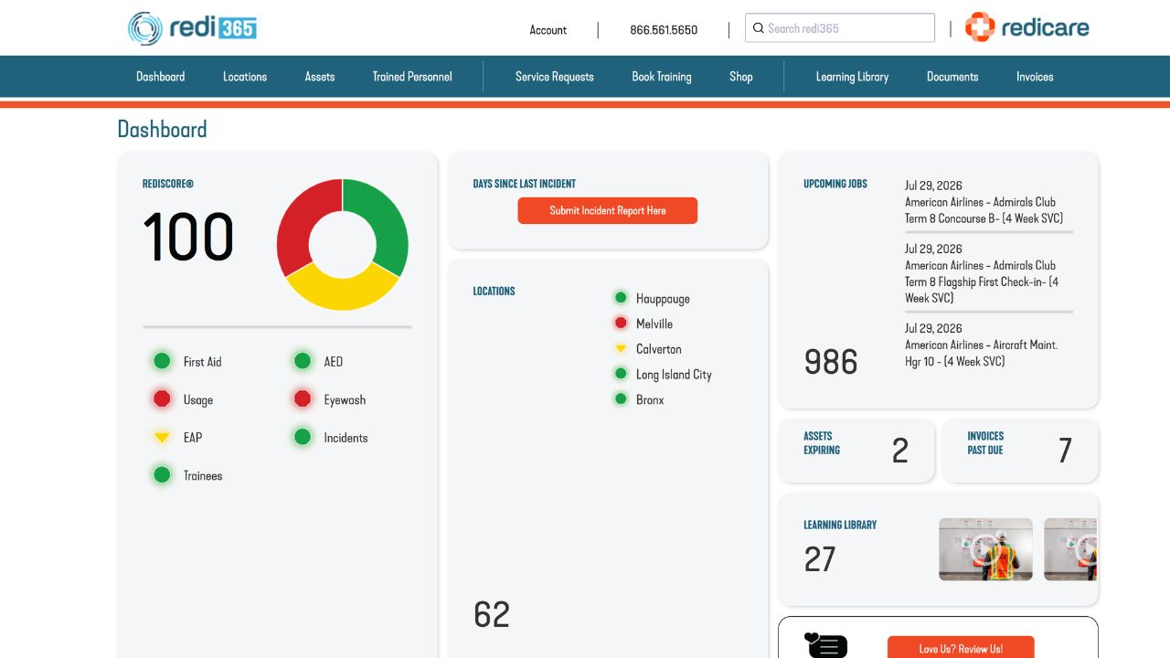 The Redi365 dashboard showing readiness across locations