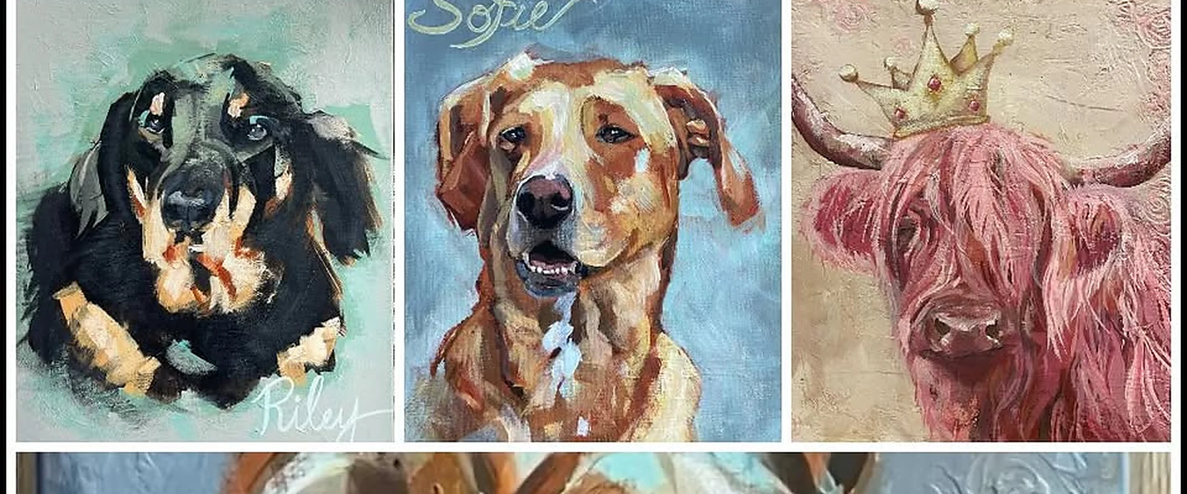 Guests painting pet portraits at a table in the tasting room at 14 Acres Vineyard & Winery