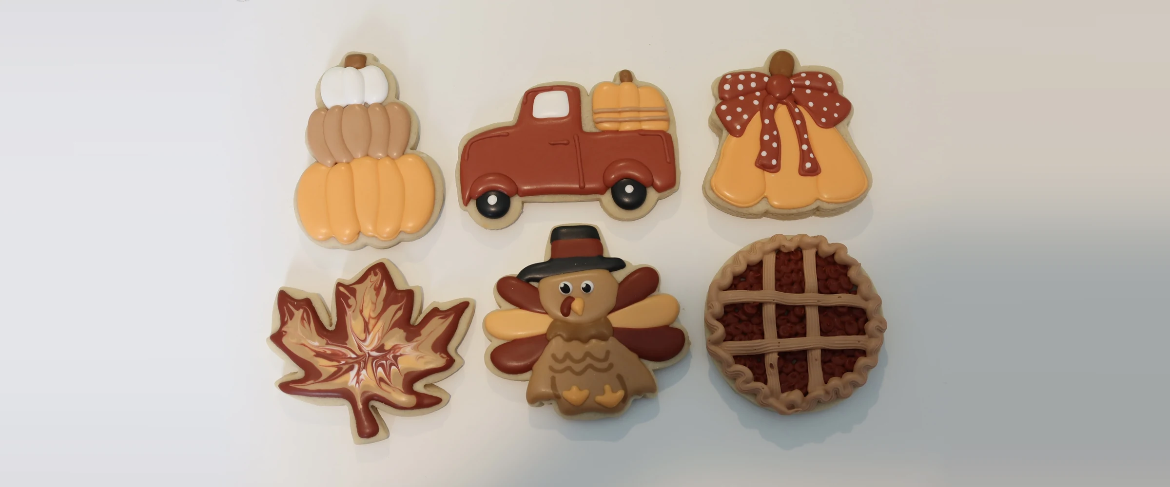 Decorated fall-themed cookies on a table in the tasting room at 14 Acres Vineyard & Winery