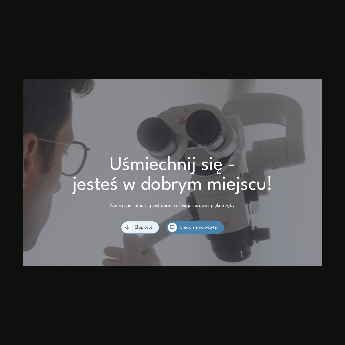 Landing page prywatnej kliniki stomatologicznej wdrożony w Webflow. Strona skupiona na budowaniu zaufania i zachęcaniu pacjentów do umówienia wizyty.