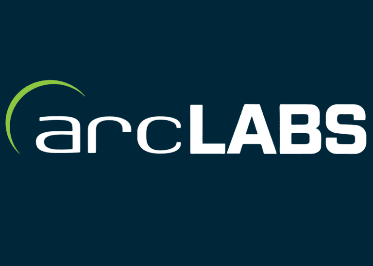 arcLABS logo, white text with a green arc accent on a dark navy background