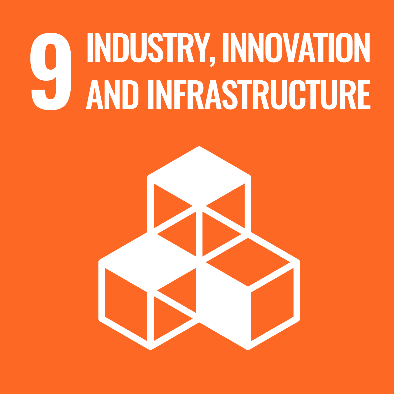 UN Sustainable Development Goal 9 icon for Industry, Innovation and Infrastructure