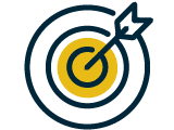 Target icon with an arrow hitting the center, symbolizing strategic goals