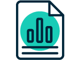 Report document icon with a teal bar chart symbol