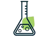 Laboratory flask icon with green accent shape representing Agilyx's chemical recycling process