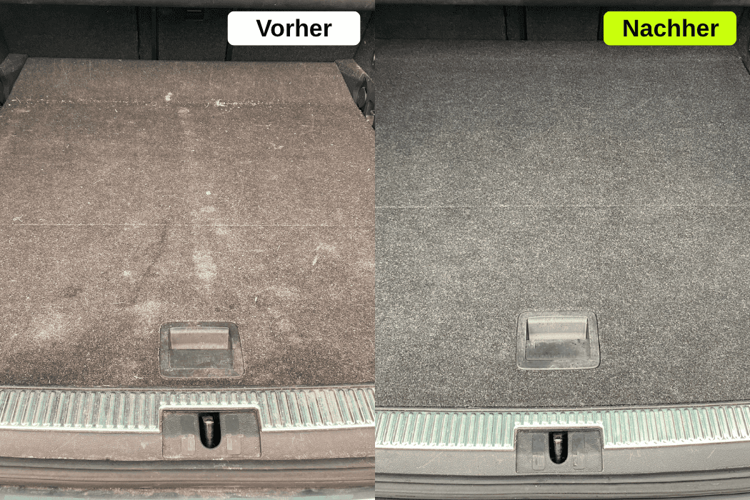 Kofferraum-Tiefenreinigung direkt vor Ort: Mobiler Service von WS Detailing in Augsburg & Umkreis verwandelt stark verschmutzte Ladeflächen.