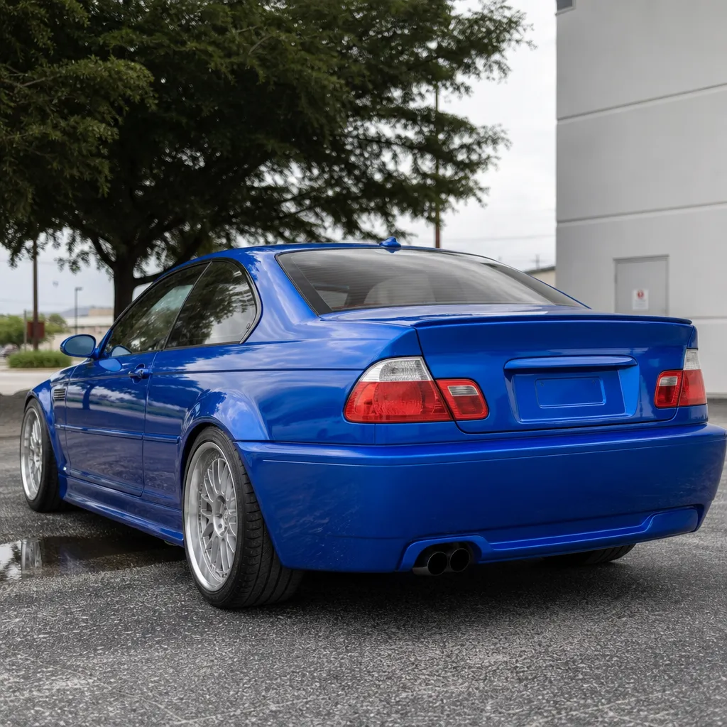 Blue car with a freshly resprayed gloss finish