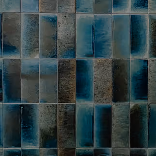Blue-green glazed rectangular tile in a brick-pattern layout