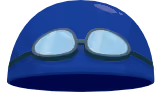 Blue swim cap graphic