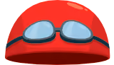 Red swim cap graphic