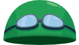 Green swim cap graphic