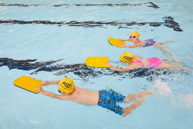 Children swimming in a pool