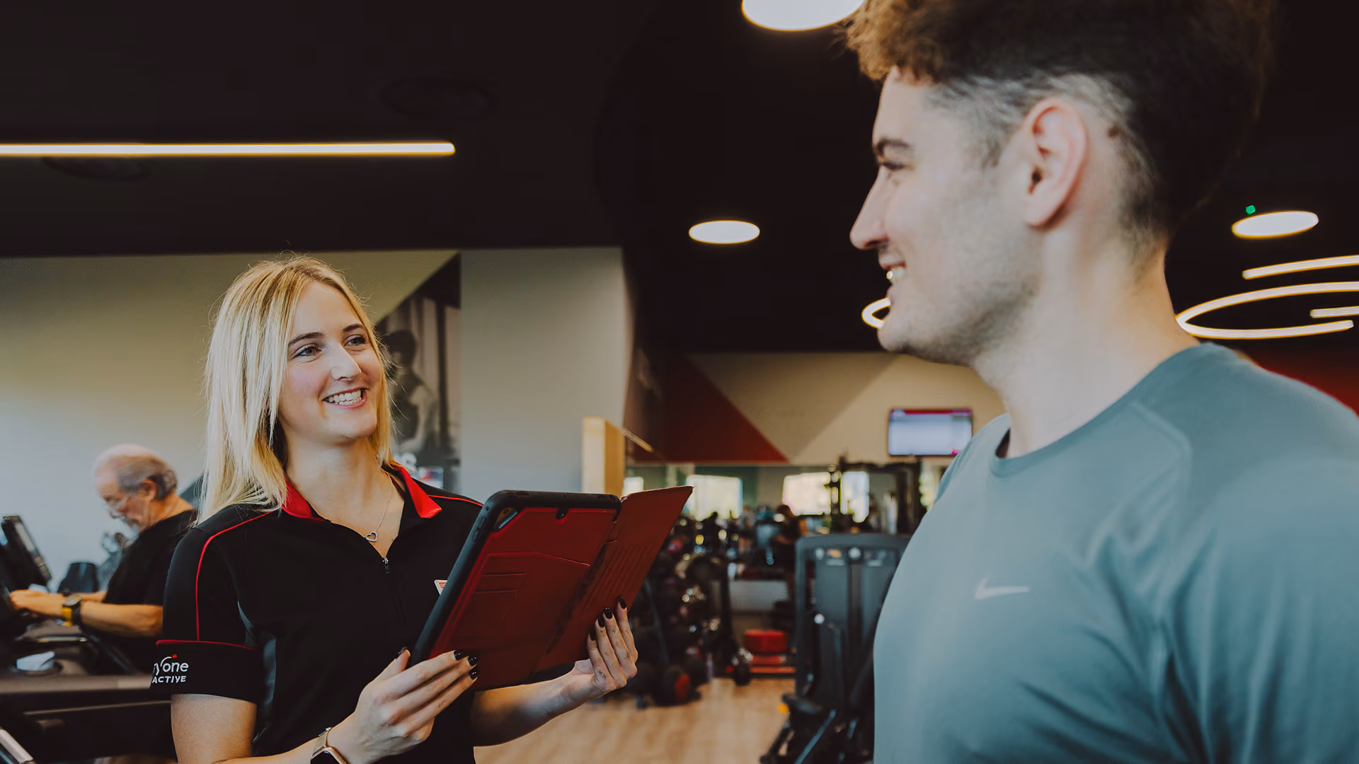 Man checking in to gym