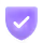 Purple shield with a white checkmark in the center.
